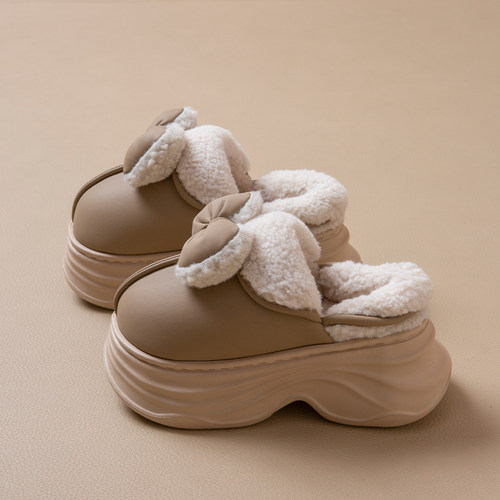 棉拖鞋女2025新款防水包跟秋冬季外穿室内防滑加绒保暖厚底棉鞋女 - 图1
