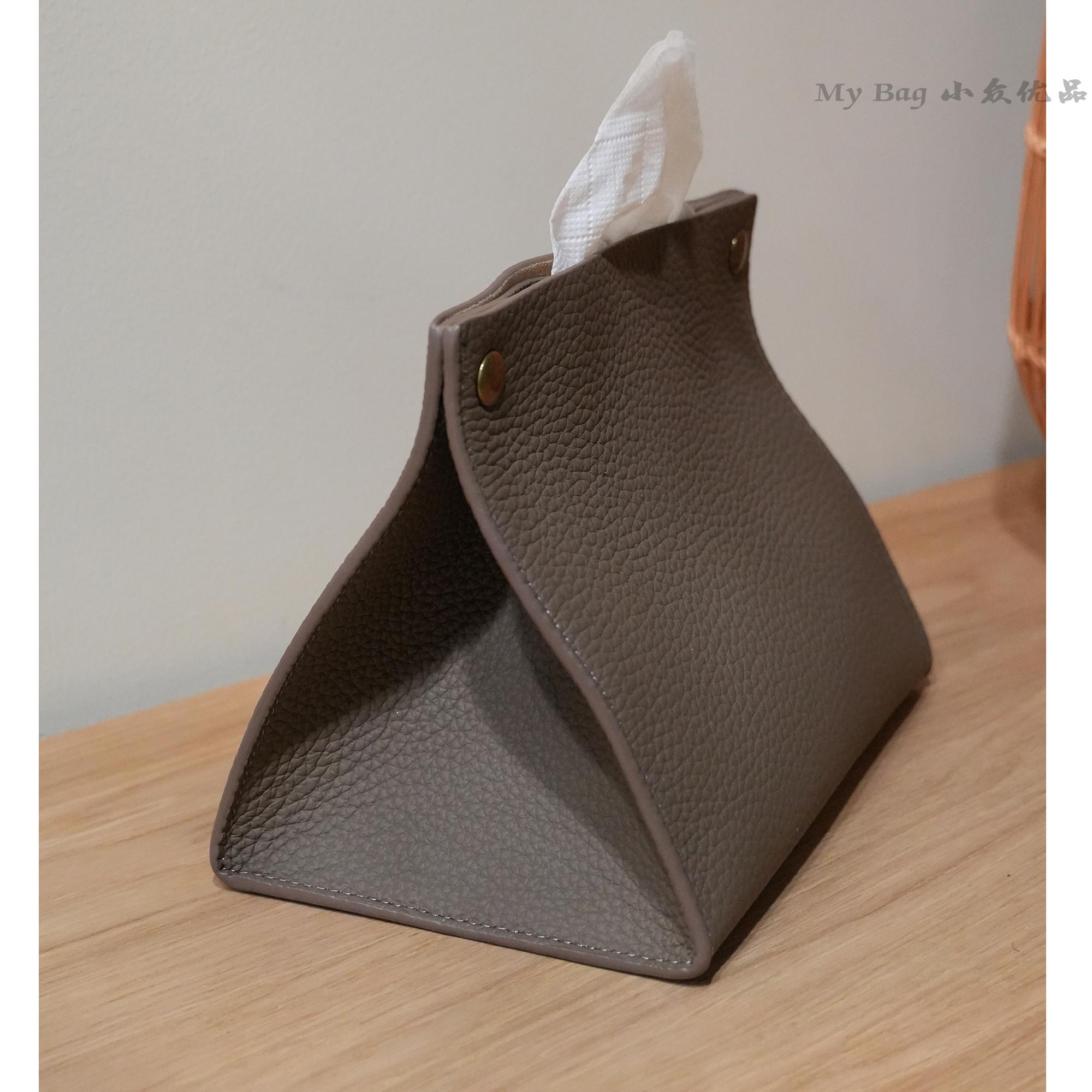 小众设计纸巾盒进口头层荔枝纹牛皮奶油风纸巾袋tissue box抽纸盒