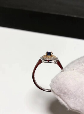 G104# 天然刻面蓝宝石戒指11.8*10.5mm S925银开口戒托 配证书