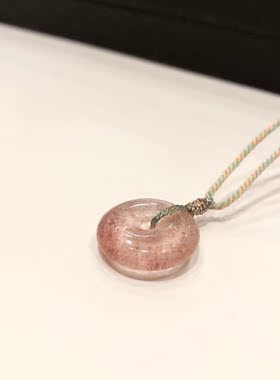 D707# 天然草莓晶吊坠19.3*5.5mm