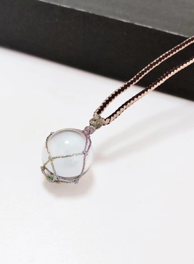 D813# 天然白水晶球吊坠18.3mm 全净体 净化纯净