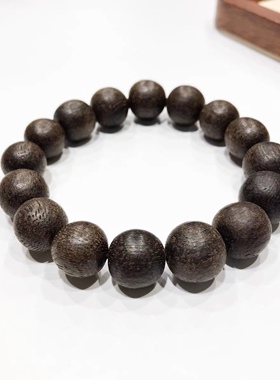 S159# 达拉干黑油沉香手串13.5mm 16颗 油脂饱满油线清晰清甜奶香