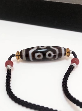 D502# 西藏老玛瑙五眼天珠吊坠39.8*12.5mm 重9.24克