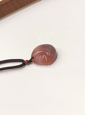 D58# 天然盐源玛瑙一梳百顺吊坠 18.5*16*8mm   配南红圆珠