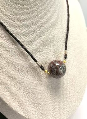 D202# 天然彩幽灵千层聚宝盆锁骨链 吊坠18mm