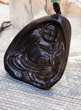 D486# 越南芽庄水沉沉香挂件 天然老料沉香 弥勒佛吊坠12.8g