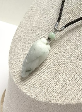 D879# 天然A货翡翠糯种白底辣绿飘花玉米吊坠 金玉满堂挂件