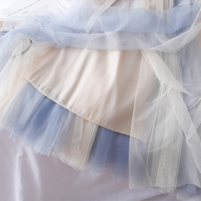 超仙蝴蝶结绑带高腰显瘦网纱蓬蓬裙 垂文半身裙