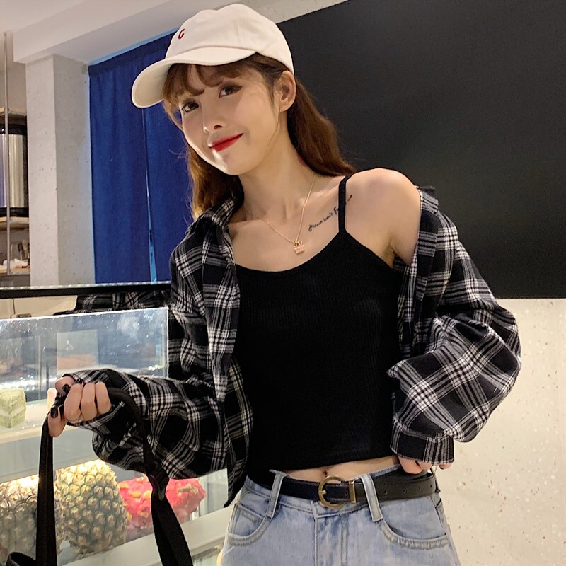 两件套显瘦春秋季新款韩版内搭衬衫 垂文衬衫