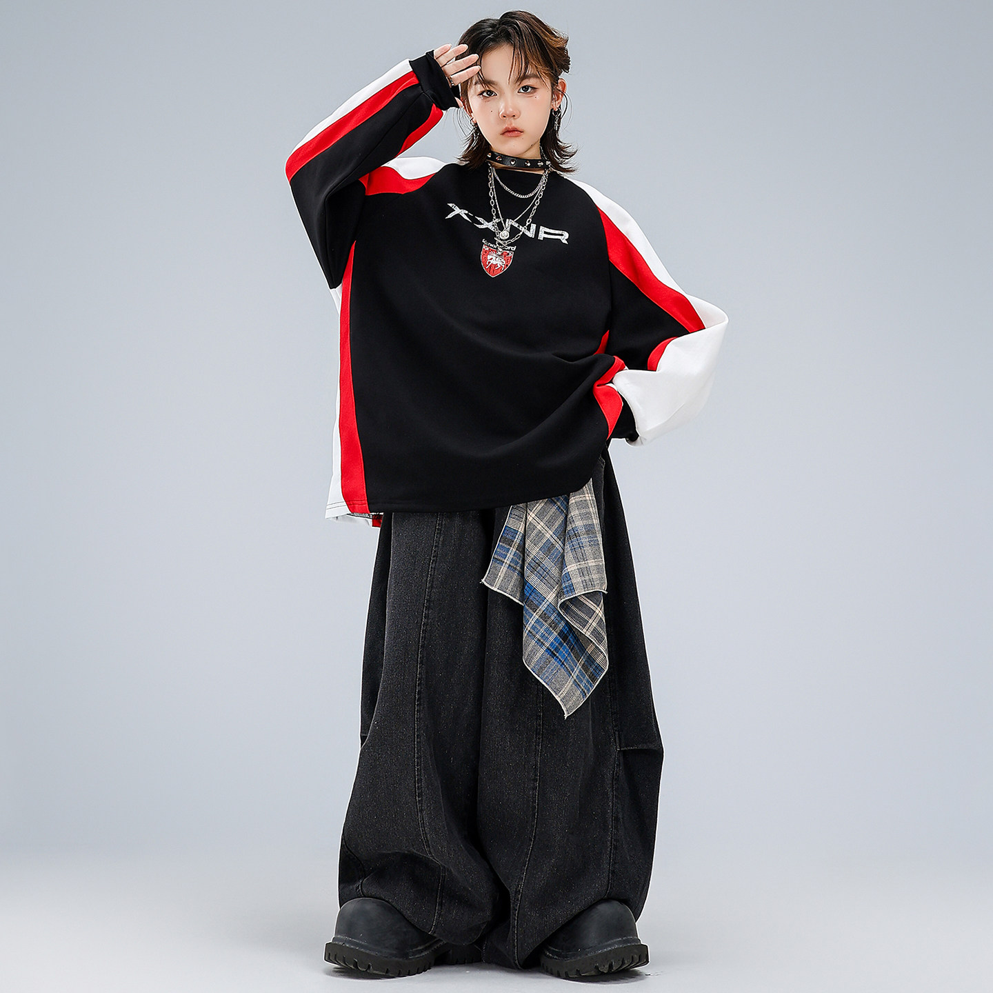 儿童嘻哈街舞服套装男女童帅气拼色卫衣hiphop架子鼓舞蹈表演出服,淘宝优惠券,粉丝福利购,淘宝优惠卷