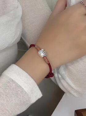 hellokitty纯银手工编织手链