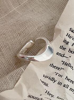 通体S925纯银线条不规则戒指