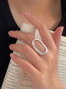 通体S925纯银几何形戒指