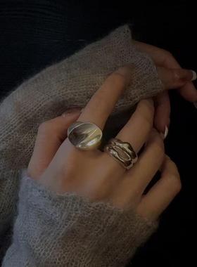 通体s925纯银实心开口戒指