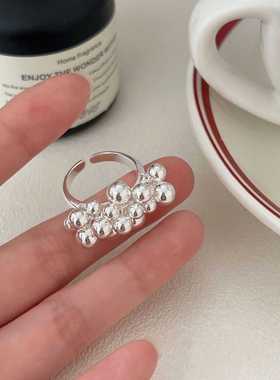 小众开口银指环S925韩国东大门