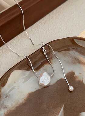 极简风锁骨链古罗珠宝925纯银