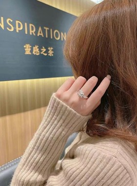 古罗珠宝女生925茚时尚双层指环