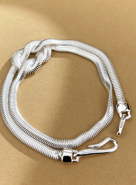 古罗珠宝银项链925银蛇骨链女生