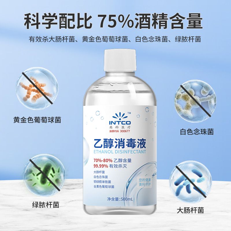 整箱英科酒精医用75%度消毒喷雾皮肤伤口物品杀菌清洁乙醇消毒水-图0