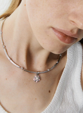 Mouhooland暮后之地杏花编织项链锁骨链小众原创设计感