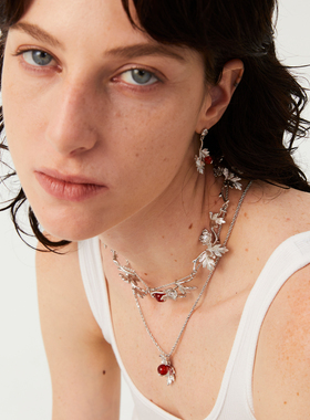 Mouhooland/暮后之地山楂项链小众原创设计锁骨链红玛瑙颈链拉丝