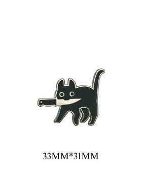 叼刀鸭子小刀猫咪胸针