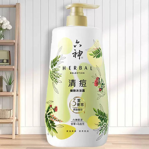 六神清痘健肤沐浴露1升装植物草本成人男女士洗澡冲凉用沐浴露 - 图0