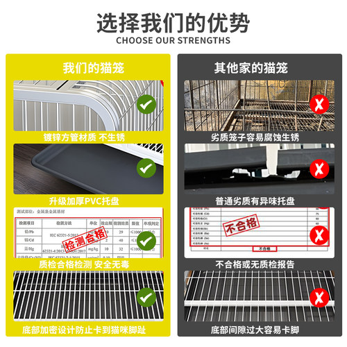 猫笼子家用室内猫别墅超大自由空间带厕所一体两层猫屋猫舍猫咪窝 - 图0