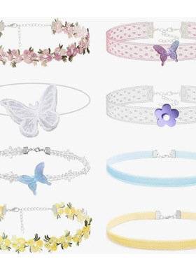 日韩小清新少女名族风颈带花朵织带项圈Choker短款锁骨链项链女