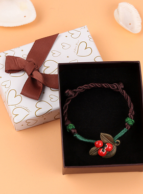 民族风编织叶子复古手链森系学生