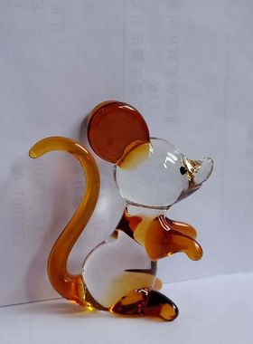 水晶拉丝老鼠12生肖摆件工艺品