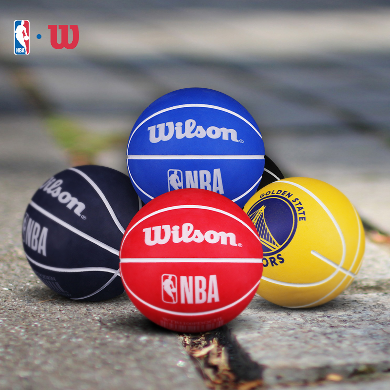 Wilson威尔胜2021新款迷你小篮球NBA队徽橡胶儿童宠物玩具装饰球-图2