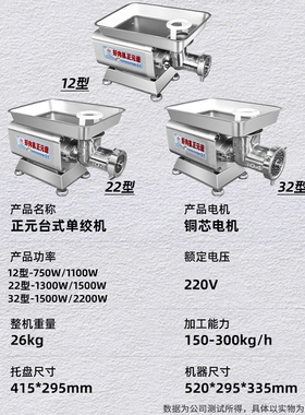 正元304不锈钢机头绞肉机商用电
