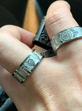 汉尼亚-日本面具钛钢戒指男潮流