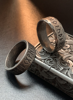 卢恩符文-古法钛钢戒指中古重工