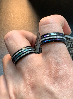 青柠云紫-高级感钛钢食指戒指潮