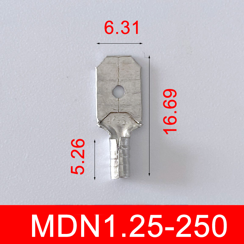 MDN1.25-250公头6.3插片接插件裸端子插拔式铜冷压黄铜接线端子 - 图1