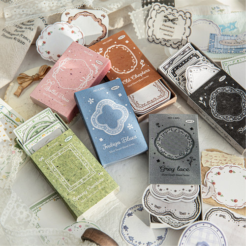 火柴盒便签 贴纸无声荒岛盐系复古手帐边框余白素材diy拼贴纸背胶 - 图1