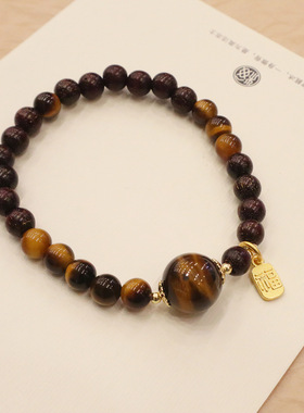2023年新款秋冬复古天然虎眼石手链轻奢小众精致情侣手串女手饰品