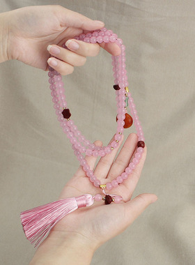 新中式国风项链朱砂串珠长款斜挎流苏挂坠秋冬古风旗袍高端毛衣链