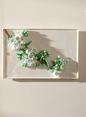 夫己纯手工陶瓷花花世界瓷板之琼脂凝雪卧室客厅餐厅玄关摆件