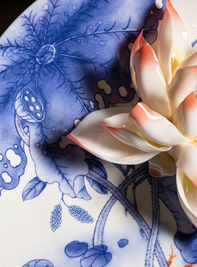 夫己中式玄关桌面陶瓷手工摆件