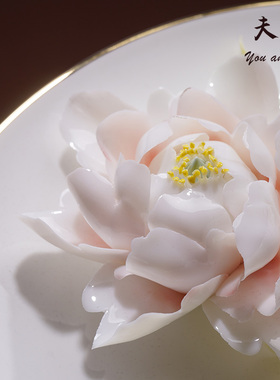 夫己 纯手工客厅摆件家居装饰牡丹花酒柜工艺品摆设创意结婚礼物