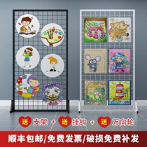 Standing Iron Art Grid Show Shelves Landing Mobile Net Rack Kindergarten Works of art exhibition Ornament containing barbed wire sheet