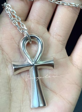 新款高版保色安卡符吊坠项链复古小众设计时尚百搭毛衣链饰品