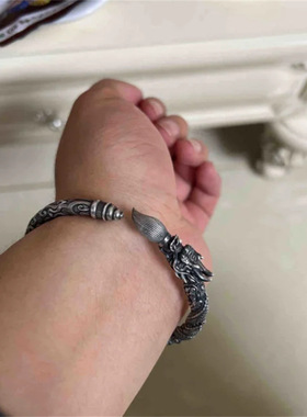 新款高版本文昌笔镯执笔安天下国风做旧文昌手镯道系文玩手环