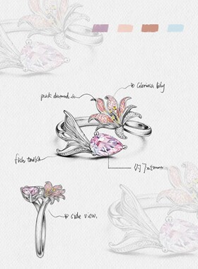 新款高版本祈煜嘉兰百合和鱼尾同款戒指动漫游戏周边定制指戒