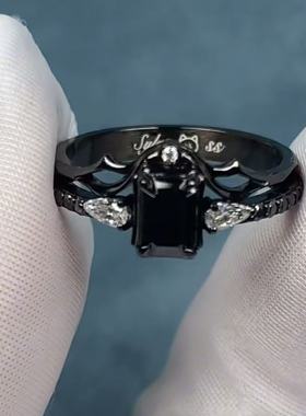 新款高品质《恋与深空》秦彻同款黑色戒指开口结婚对戒