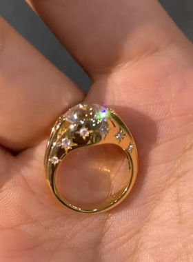 高品质新款中古vintage八芒星爆闪戒指小众精致独特高级