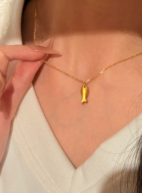 新款高品质版本小黄鱼项链简约精致百搭立体时尚个性锁骨链